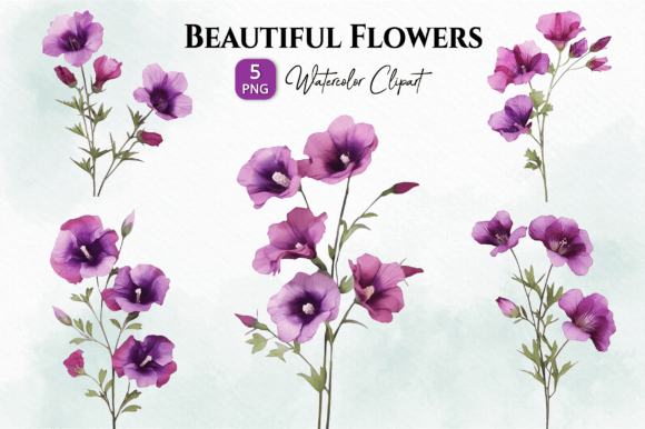 Beautiful Flowers Watercolor Clipart Png for Crafting & Handmade Business Use