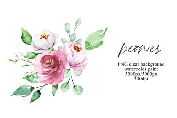 Bouquet with Watercolor Flowers Peonies: A Fresh Illustration for Branding and Marketing