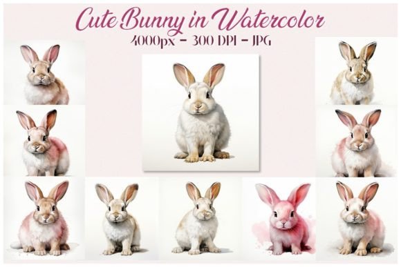 Cute Bunny Watercolor Illustrations for Blog & Editorial Design