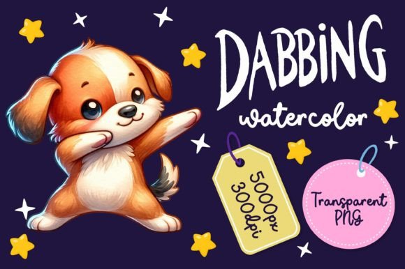 Cute Dabbing Dog Watercolor Illustrations for Crafters & Etsy Sellers
