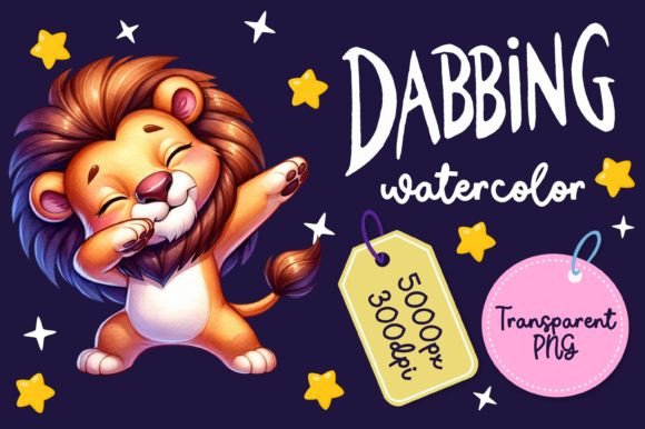 Cute Dabbing Lion Watercolor: A Playful Illustration for Boutique Branding