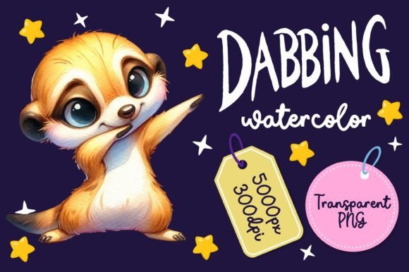 Cute Dabbing Meerkat Watercolor: A Playful Illustration for Lighthearted Branding