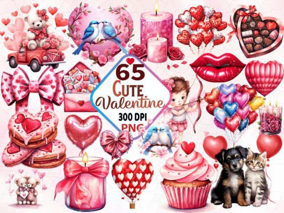 Cute Watercolor Valentine Illustrations for Heartfelt Branding