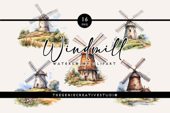 Evaluating Watercolor Wind Mill PNG Clipart for Local Business Branding