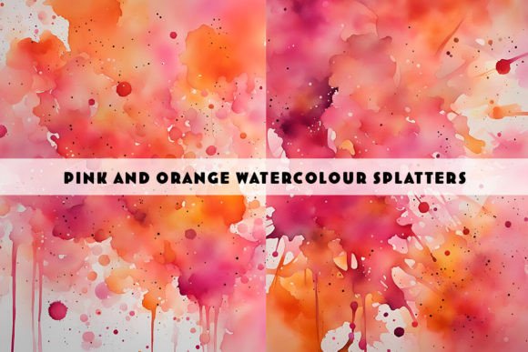 h1Pink and Orange Watercolour Splatters Illustrations for Real Branding Projects/h1