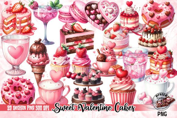 h1Sweet Valentine Cakes Watercolor Clipart for Illustrations & Digital Product Sellers/h1