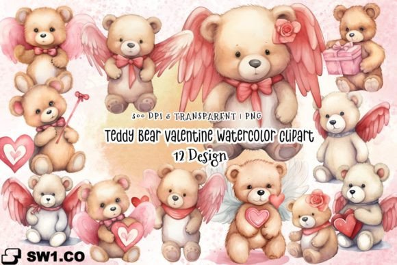 h1Teddy Bear Valentine Watercolor Clipart for Commercial Design Sellers/h1