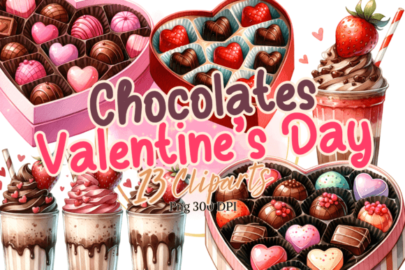 h1Valentine Chocolates Watercolor Clipart for Romantic Branding Illustrations/h1