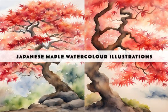 Japanese Maple Watercolour Duo: A Fresh Illustration for Bloggers & Digital Publishers