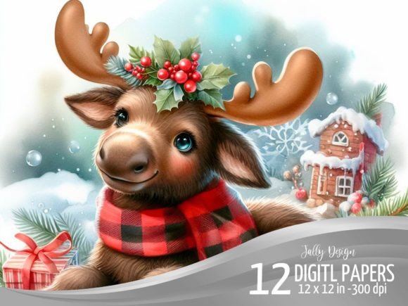Moose in Winter Watercolor Painting Adds Artistic Flair to Editorial Illustrations