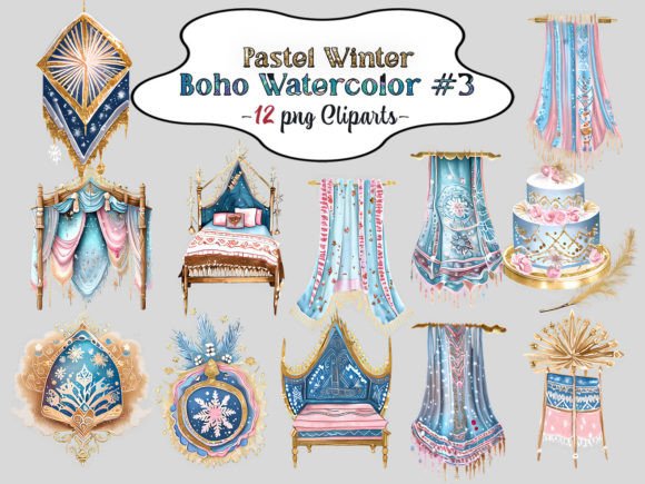 Pastel Winter Boho Watercolor 3 Clipart: A Designer’s Review for Branding & Marketing