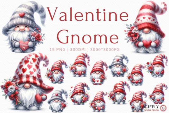 Valentine Gnome Watercolor Clipart: A Charming Illustration for Local Branding