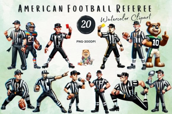 Watercolor American Football Referee Day