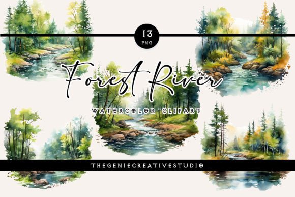 Watercolor Forest River PNG Clipart Review for Real Embroidery Projects