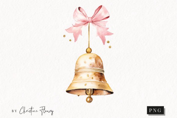 Watercolor Gold Bell Clipart Wedding for Crafters & Etsy Sellers