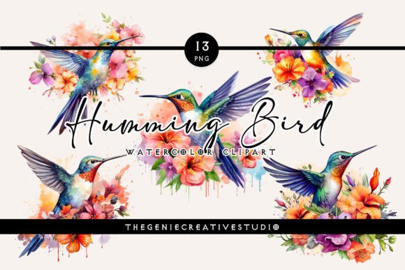 Watercolor Humming Bird PNG Clipart for Crafters & Etsy Sellers