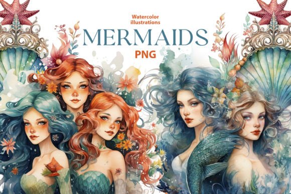 Watercolor Mermaids: A Soft, Feminine Illustration for Local Branding and Packaging
