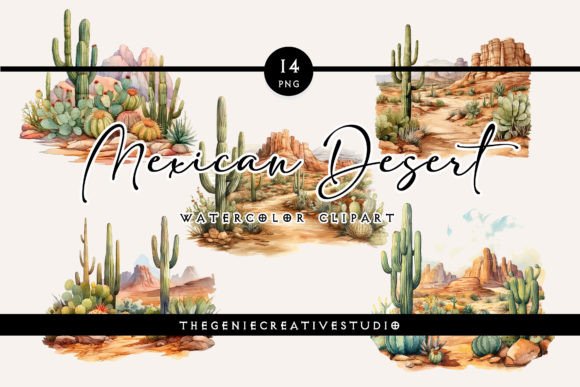 Watercolor Mexican Desert Clipart for Sellable Illustrations