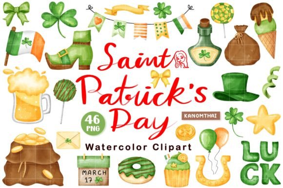 Watercolor Saint Patrick’s Day Clipart for Branding & Creative Projects
