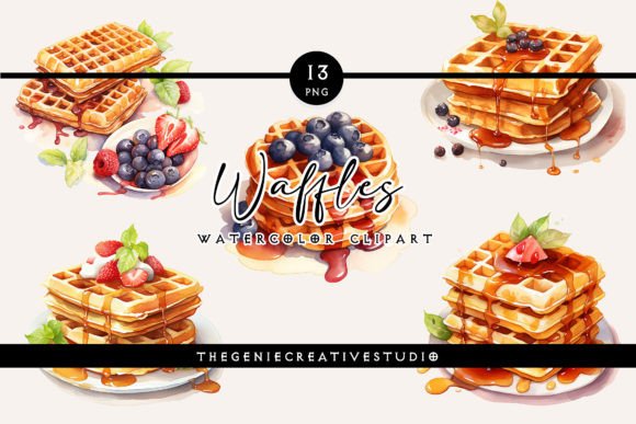 Watercolor Waffles PNG Clipart: A Fresh Illustration for Lifestyle Branding
