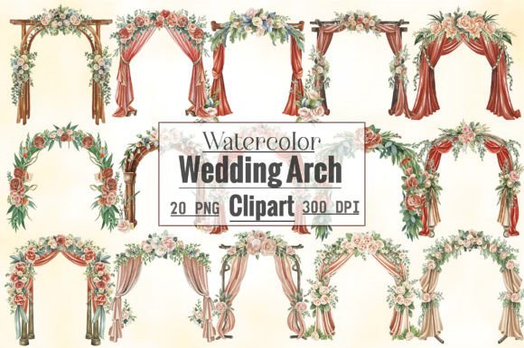 Watercolor Wedding Arch Clipart: A Delicate Touch for Local Branding and Packaging