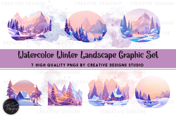 Watercolor Winter Landscape Graphic Set Review
