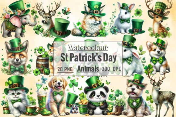 Watercolour St Patrick’s Day Animals: Festive Illustrations for Local Branding